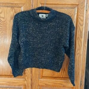 David Benjamin Vintage Mock Neck‎ Sweater Small Bling Black Gold Holiday Sparkle